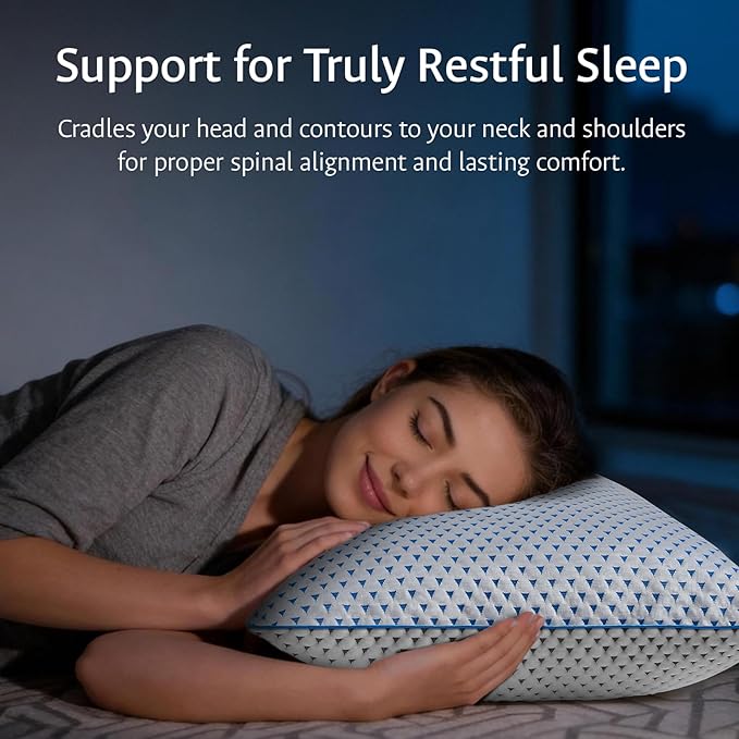 Cooling Pillows King Size 1 Pack for Sleeping, Adjustable Shredded Gel Memory Foam Cool Pillows for Side, Back, Hot Sleeper, Medium Firm for Neck Pain Relief, Washable Removable Cover, CertiPUR-US