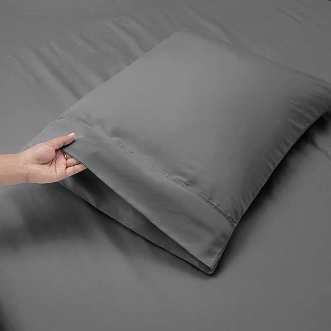 Nestl King Size Sheet Set, 4 Piece Extra Deep Pocket (18-24 inches), Microfiber, Hotel Luxury, Soft, Breathable, Wrinkle-Free, Easy to Care, Grey