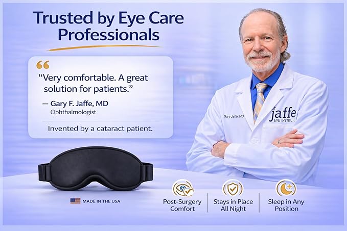 Sleep Mask for Cataract & LASIK Recovery – Adjustable Precision Shield System – 3D Contoured Eye Protection for Comfortable Sleep.
