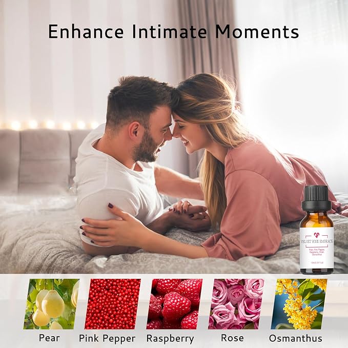 LOXIM Intimate Essence Collection Essential Oil Blends,Pure Natural Essential Oils Set of 3,Fragrance Oil Perfect for Humidifiers, Diffuser, for Lovers - Rose, Sandalwood, Bergamot