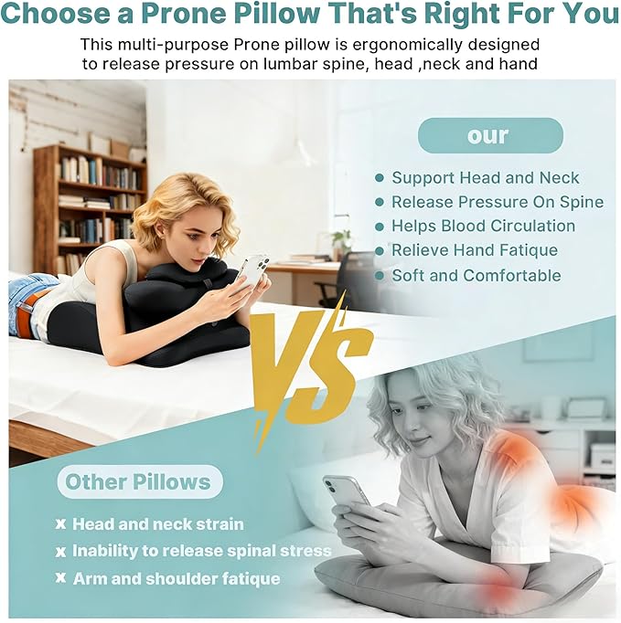 MOLERFO Ergonomic 27° Memory Foam Wedge Pillow for Back and Shoulder Support, Reduces Arm Pressure, Comfortable Support Cushion for Lounging, Reading, Watching TV, and Relaxation (Black) (Blue)