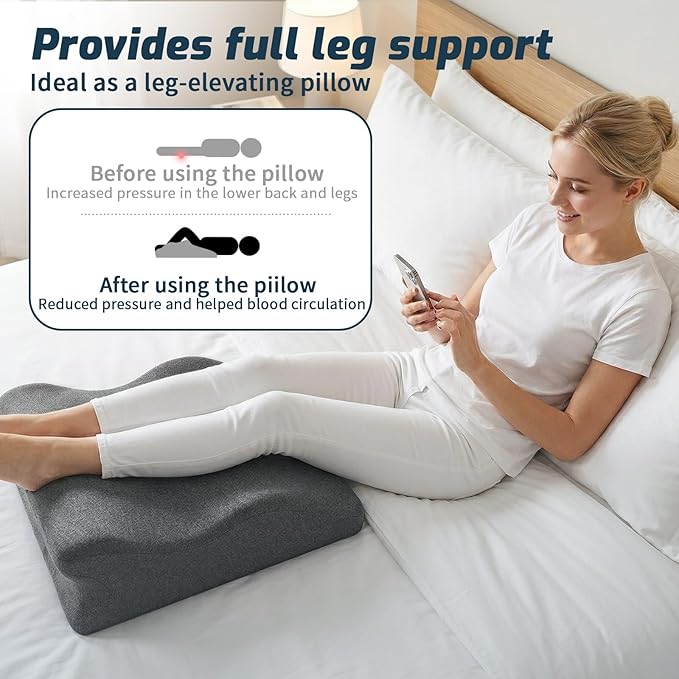 Ergonomic Wedge Prone Pillow,Memory Foam Multi-Functional Bed Pillow,Reading Pillow,Ideal for Bed Breaks,Massage,Reading,Back Support,Sleeping,and Leg Pain Relief