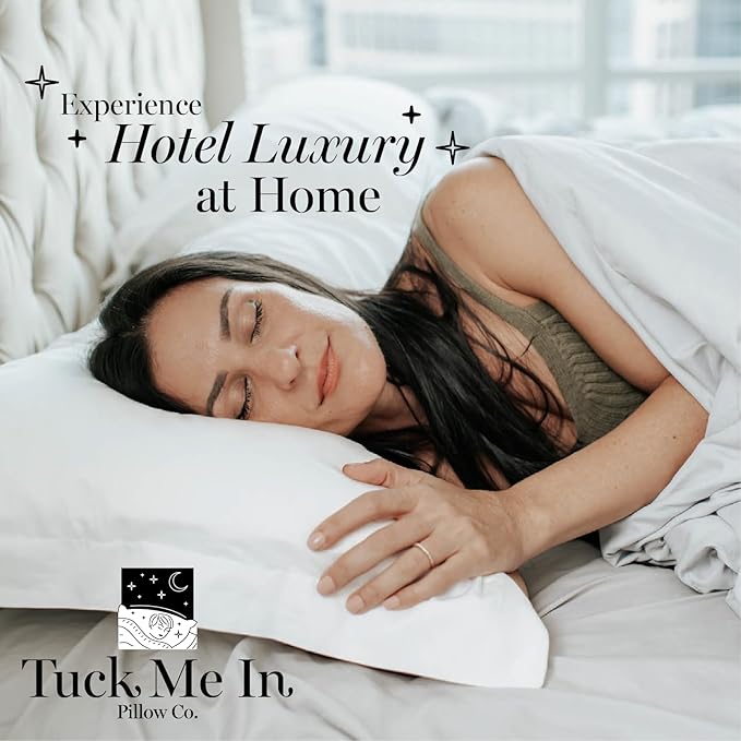 Houseify Tuck Me in Pillow Co. Down Alternative Pillows - King Sized Hypoallergenic Pillows, Set of 2 - Premium, Breathable Pillow for Side Sleepers and Back Sleepers