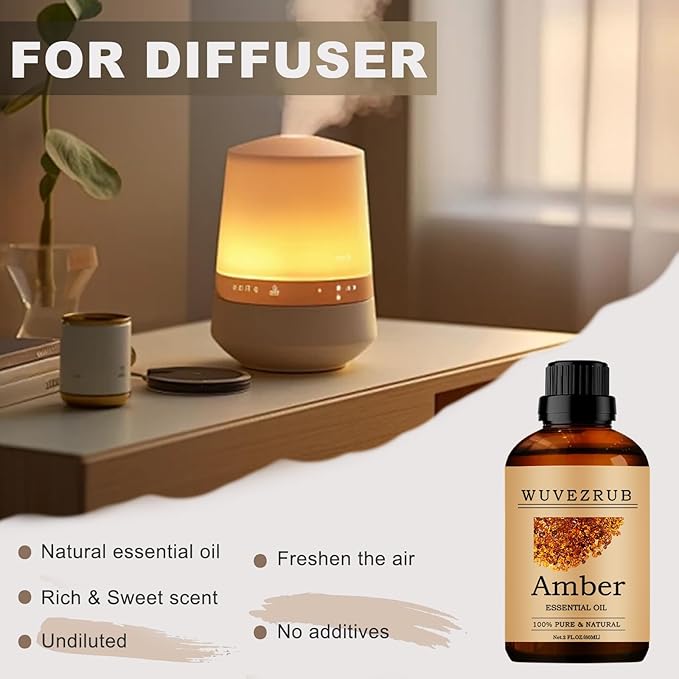 Amber Essential Oils, 60ML Pure and Natural Essential Oil for Aromatherapy Diffuser - Amber /2 Fl Oz