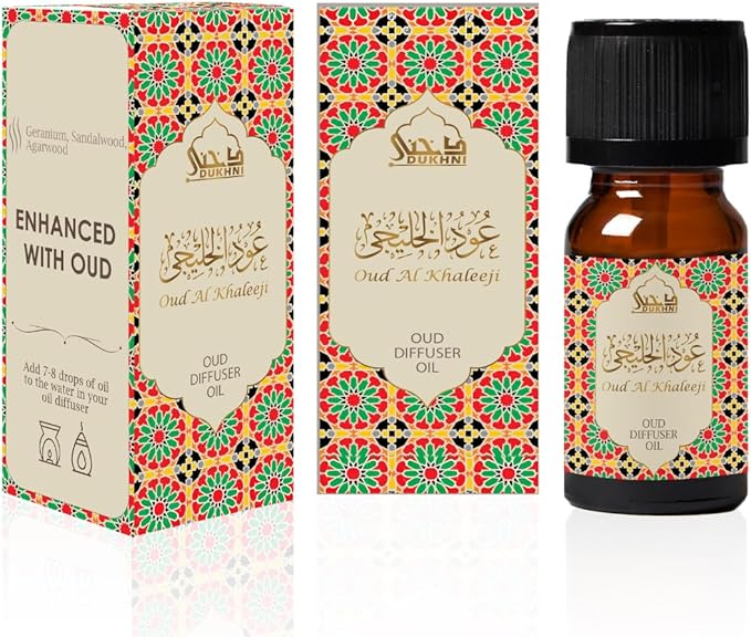 Oud Diffuser Oil, Oud Al Khaleeji by Dukhni | 3 x 10ml Arabic Oil for Diffuser & humidifier | 100% Pure Halal, Oudh Essential Oil Blend | Relax with Home Aromatherapy