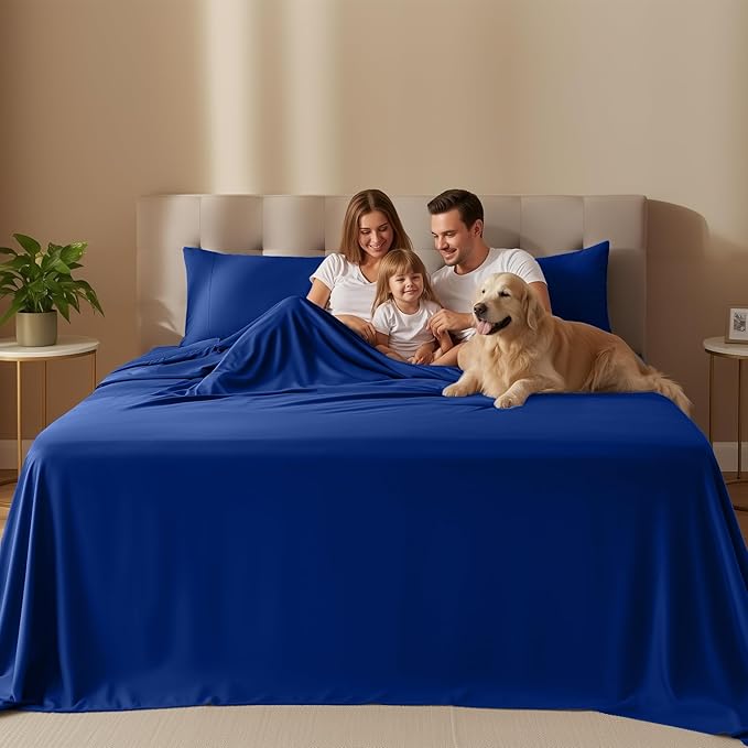 Utopia Bedding Full Size Sheet Set – 4 Piece Bed Sheets, Soft and Breathable Microfiber, Includes 1 Fitted Sheet, 1 Flat Sheet and 2 Pillowcases – Oeko Tex (Royal Blue)