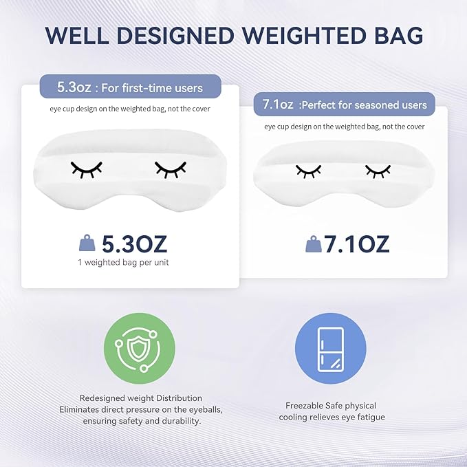 Lyocell Weighted Sleep Eye Mask for Women Men, 5.3oz & 7oz, Removable Washable Weighted Bag, Light Blocking Eye Cover, Soft Eye Shade for Travel Essentials, Office Naps, Gift,Dark Blue