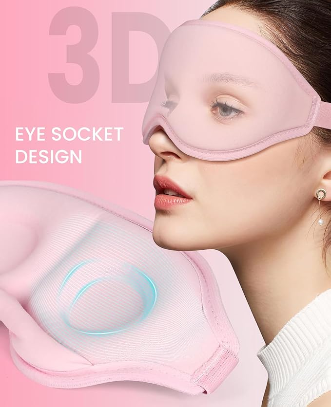 Sleep Mask for Side Sleeper Women Men, Light Blocking Eye Mask for Sleeping, 3D Contoured Cup Sleeping Mask for Zero Eye Pressure, with Adjustable Elastic Strap for Sleep Travel, Black