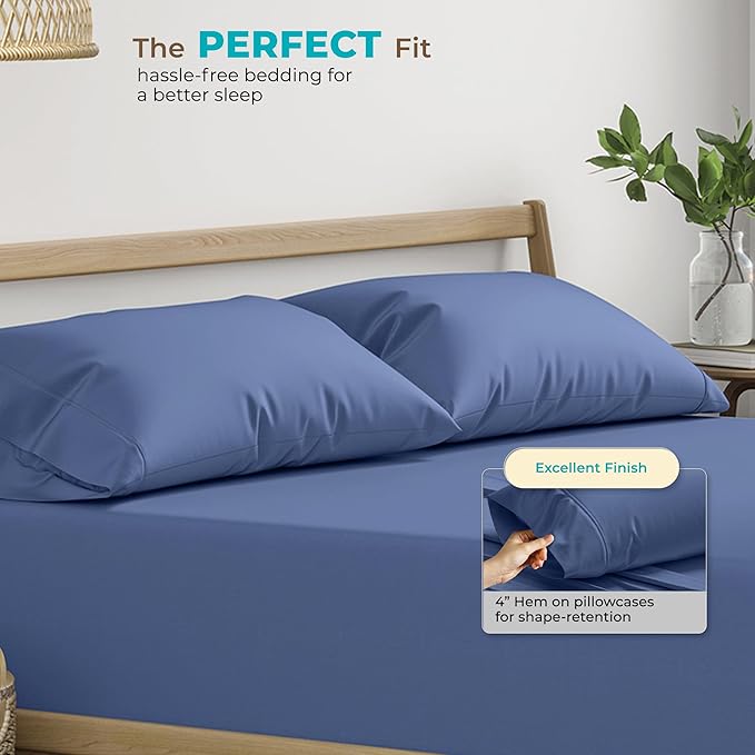 THREAD SPREAD 100% Egyptian Cotton King Size Pillow Cases Set of 2 - Luxury 800 Series Euphoria Collection Pillow Cases King Size (Deep Blue), Soft Cooling Breathable Hotel Cotton Pillowcases