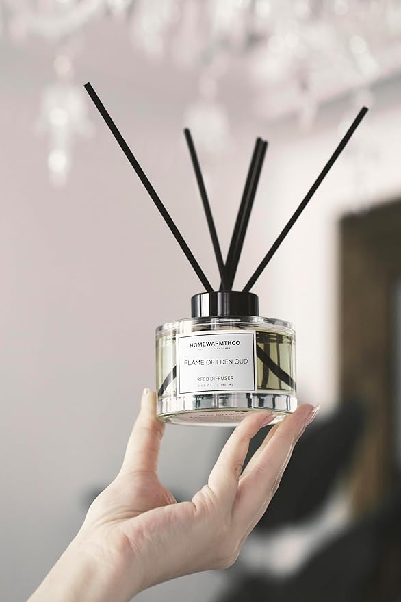 Oud Rose & Jasmine Reed Diffuser Set - Luxury Fragrance Reed Diffusers for Home. Office, Bathroom, Kitchen and Home Decor - Long-Lasting Scent with Non-Toxic Oils (5.63 oz, 160ml)