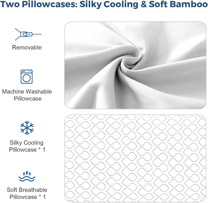 Rainmr Pillow King Size Memory Foam for Sleeping, Bed Pillows with Washable Cooling Pillowcase for Back & Side & Stomach Sleepers, 20x36 inches (White, King 1-Pack)