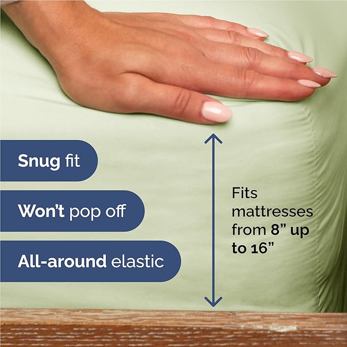 Full 6 Piece Sheet Set - Comfy, Breathable & Cooling - Hotel Luxury Bedding for Women, Men, Kids, Teens & Children - 1 Flat & 1 Fitted Sheet & 4 Pillowcases w/ Deep Pockets - Wrinkle Free - Light Sage