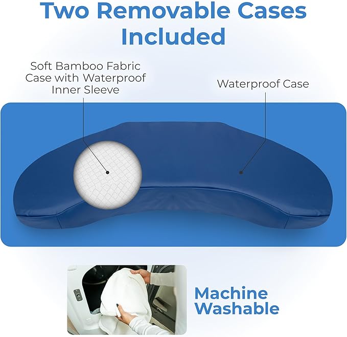 Zomaple Bedsore Pressure Relief Pillow, Grey – Offload Pressure to Prevent Bed Sores & Ease Turning – 30° Positioning, Cooling Gel Top, 2 Non-Skid Removable Covers – Knee Wedge Pillow Versatility