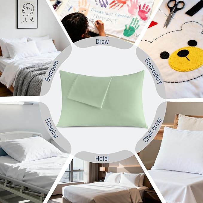Pillowcases Queen 4 Pack, 20x30 Pillow Cases with Envelope Closure, Soft Plain Brushed Microfiber Covers Breathable Wrinkle-Resistant, Sage Green