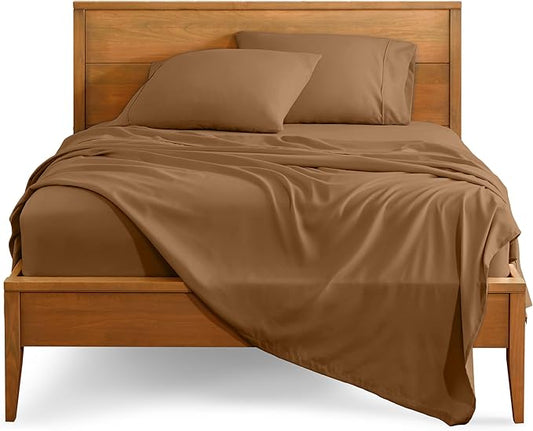 Bare Home Full Sheet Set - 1800 Ultra-Soft Microfiber Full Bed Sheets - Double Brushed - Deep Pockets - Easy Fit - 4 Piece Set - Bedding Sheets & Pillowcases (Full, Caramel)