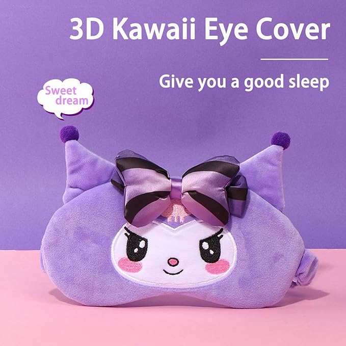 Kawaii Sleep Eye Mask for Girl & Womens Sleep Mask Cute Cartoon Soft Plush Eye Cover Headband Kids Eyeshade Birthday Christmas Gifts