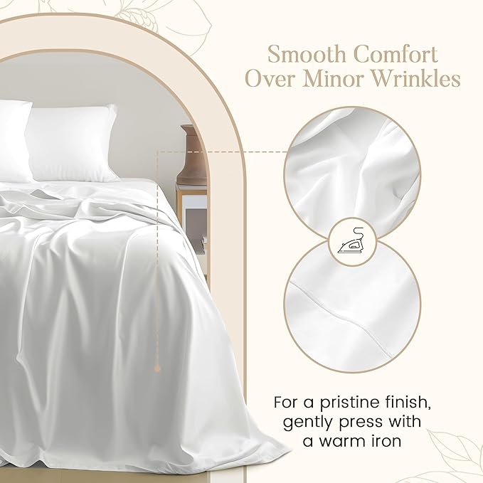 800 Thread Count 100% Egyptian Cotton Sateen Weave Twin XL Bed Sheets Set, 15-inch Deep Pocket Sheets Twin XL, Soft & Comfy Hotel Luxury Bedding, No Pilling & Shrinkage Fade Resistant - White