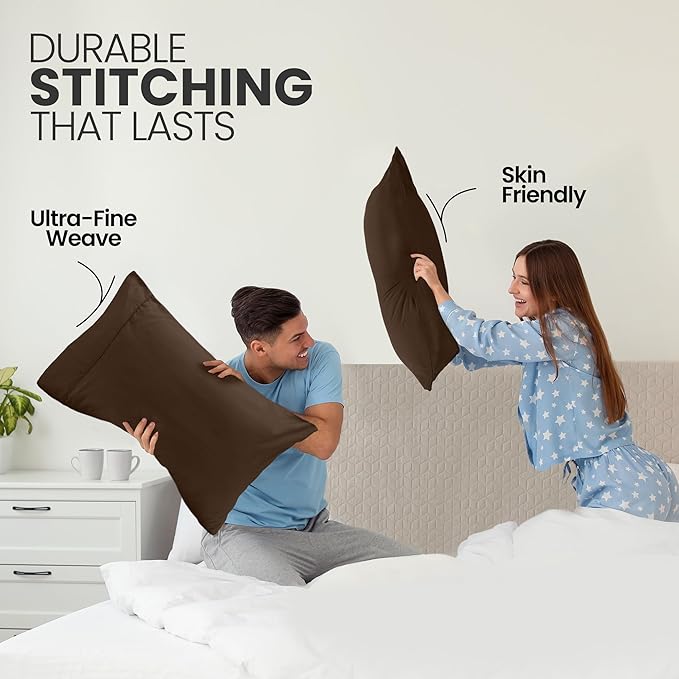Utopia Bedding Queen Pillow Cases - 2 Pack - Envelope Closure - Soft Brushed Microfiber Fabric - Shrinkage and Fade Resistant Pillow Covers Queen Size 20 X 30 Inches (Queen, Brown)