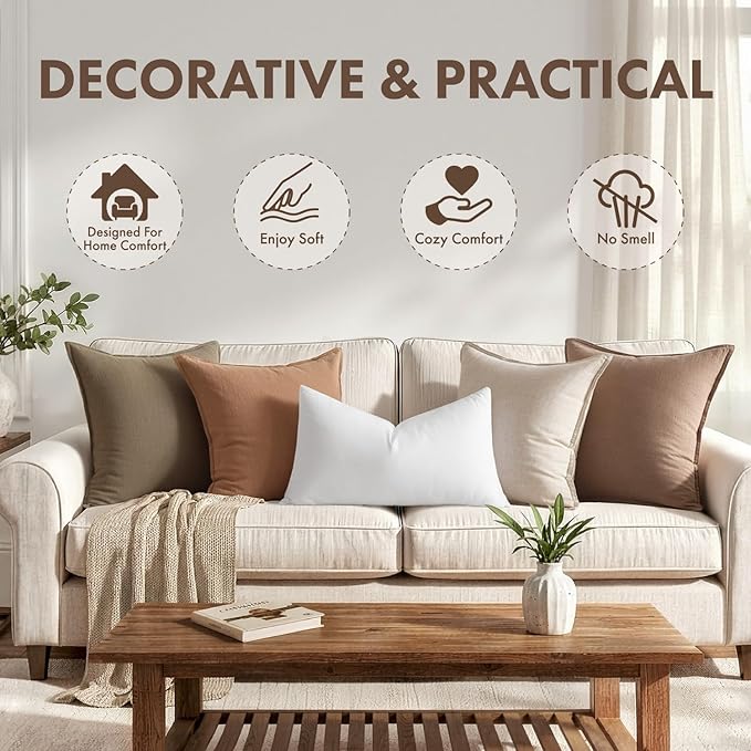 MIULEE 16x24 Synthetic Down Alternative Pillow Insert Decorative Throw Pillow 16 x 24 Inch Body Bed Sleeping Ultra Soft Fluffy Form for Sofa Couch Bed