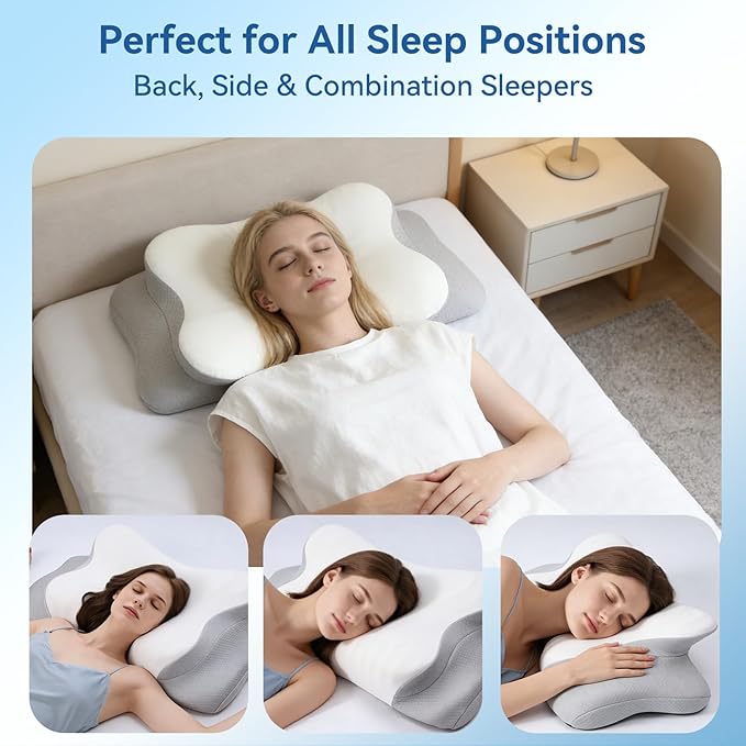 Cervical Pillow for Neck Pain – Ergonomic Memory Foam Bed Pillow for Side and Back Sleepers with Adjustable Height, Breathable Cooling Cover – Orthopedic Support for Spine Alignment