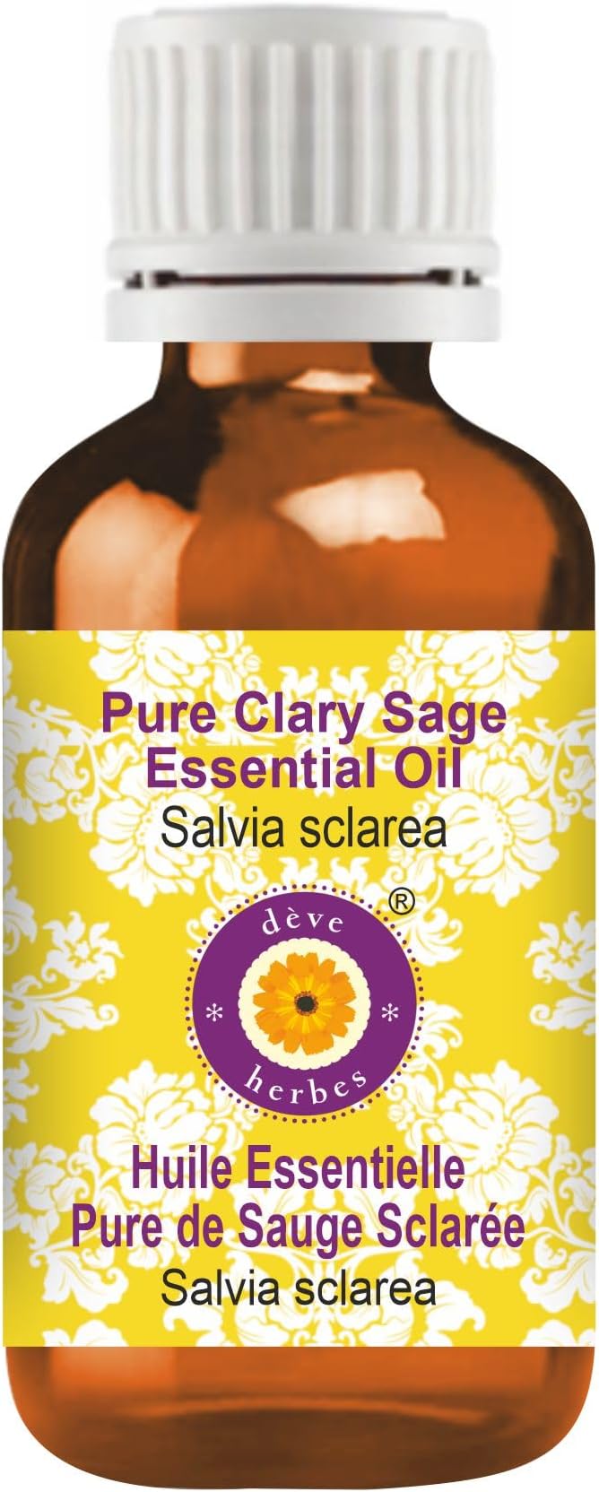 dève herbes Clary Sage Essential Oil (Salvia sclarea) Pure | Non-Sticky | Non-Greasy | Lightweight | Men & Women | All Skin Types | Steam Distilled 5ml (0.16 oz)