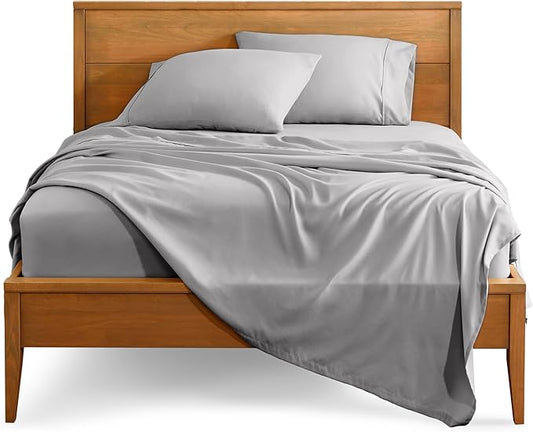 Bare Home Full Sheet Set - 1800 Ultra-Soft Microfiber Full Bed Sheets - Double Brushed - Deep Pockets - Easy Fit - 4 Piece Set - Bedding Sheets & Pillowcases (Full, Light Grey)