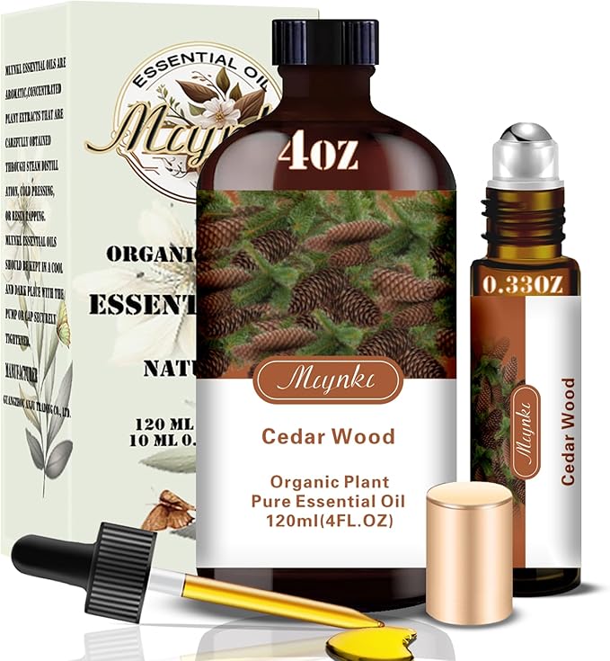 Cedarwood Essential Oil – MLYNKL Cedarwood Oils 4.33 fl oz for Diffusers, Humidifiers, Massage, DIY Candles, Soap, Cleaning, Home, Yoga, Office, Gifts - 130 ml