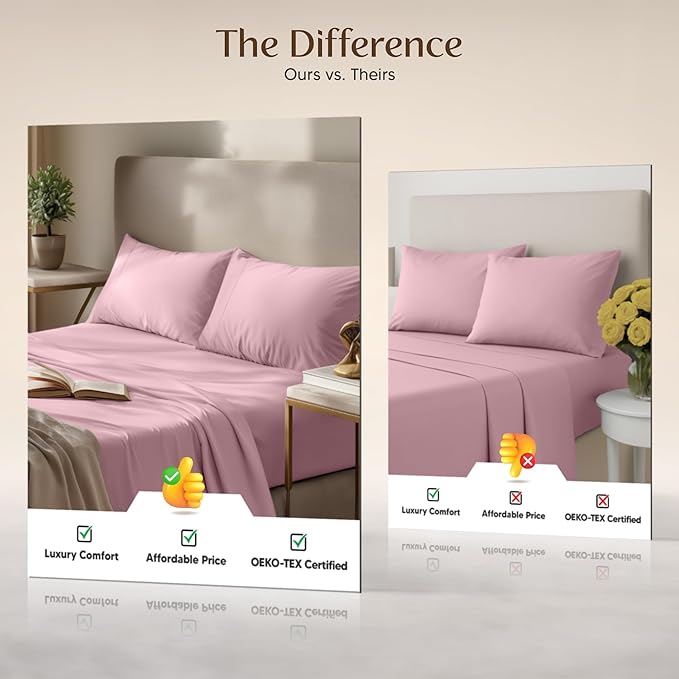 Utopia Bedding California King Size Sheet Set – 4 Piece Bed Sheets, Soft and Breathable Microfiber, Includes 1 Fitted Sheet, 1 Flat Sheet and 2 Pillowcases – Oeko Tex (Crystal Pink)