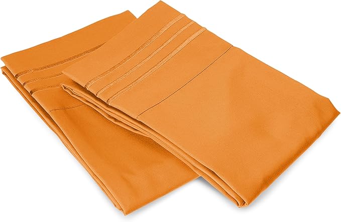 Elegant Comfort Premium Hotel Quality 2-Piece Pillowcase Set, Luxury & Softest 1500 Thread Count Egyptian Quality Bedding Pillowcases, Wrinkle and Fade Resistant,Orange, King