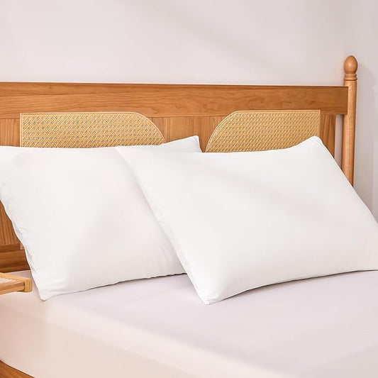 Amazon Basics Cooling Pillow Cases for Hot Sleepers, Soft Pillow Covers, Silky Smooth on Hair and Skin, High Elastic and Envelope Closure for Snug Fit, 20" x 30", Queen, White, Pack of 2