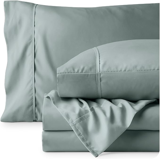 Bare Home Full Sheet Set - 1800 Ultra-Soft Microfiber Full Bed Sheets - Double Brushed - Deep Pockets - Easy Fit - 4 Piece Set - Bedding Sheets & Pillowcases (Full, Sea Spray)