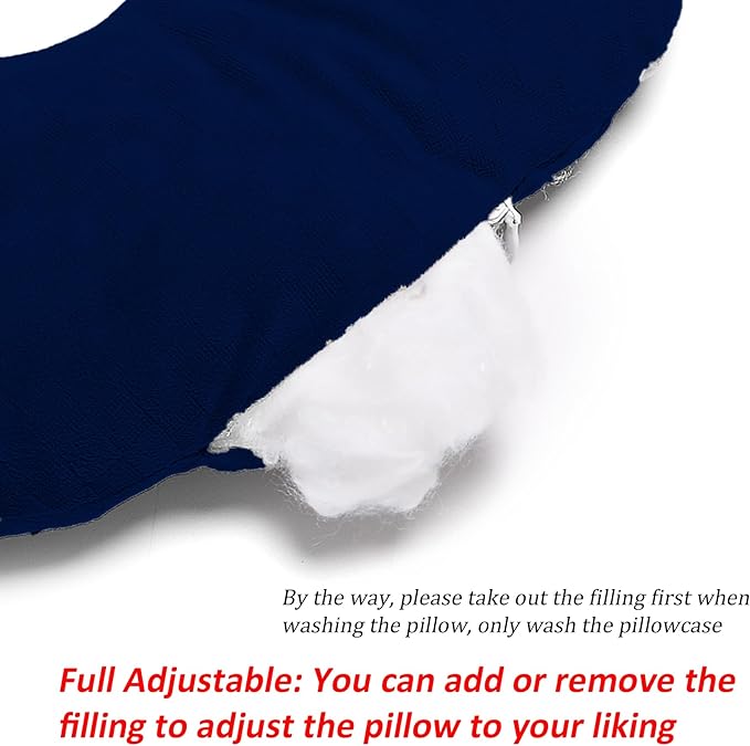 Ear Piercing Pillow for Side Sleepers, Pillow with an Ear Hole for CNH and Ear Pain Ear Inflammation Pressure Sores, O-Shaped Side Sleeping Pillow, Ear Guard Pillow (Ink-Blue)