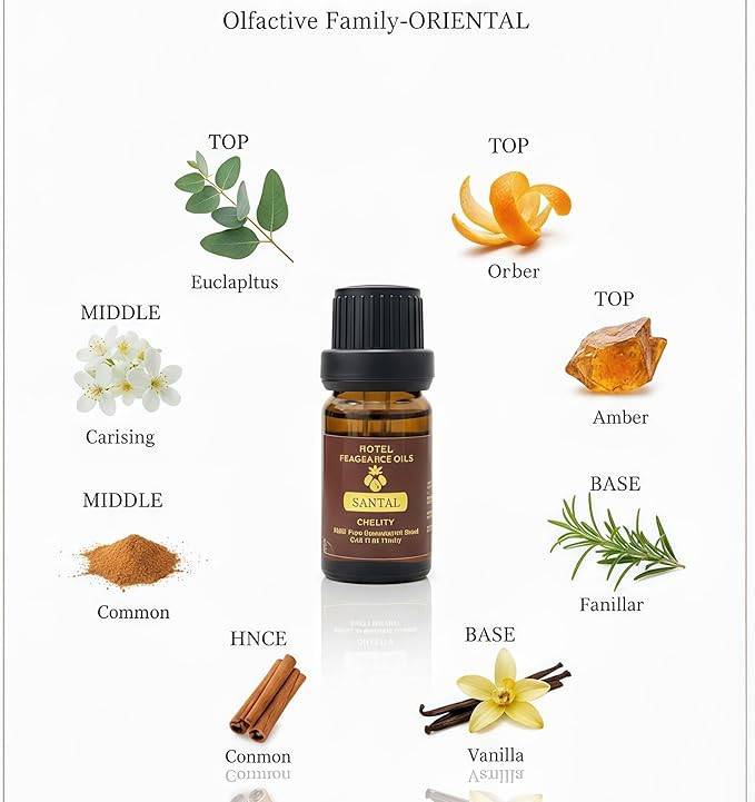 Hotel Diffuser Oil Essential Oils Set, Inspired by Luxury 5-Star Hotel, Baccarat Rouge, Dream On, Dubai, My Way, Santal, Fragrance Oil Set (10(ML), Santal)