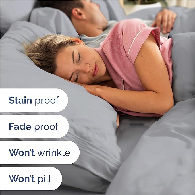 Full Size 4 Piece Sheet Set - Comfy Breathable & Cooling Sheets - Hotel Luxury Bed Sheets for Women and Men - Deep Pockets, Easy-Fit, Soft and Wrinkle Free Sheets - Steel Blue Oeko-Tex Bed Sheet Set