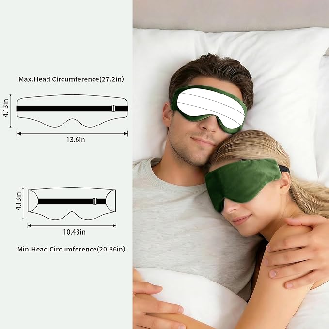 Lyocell Weighted Sleep Eye Mask for Women Men, 7oz & 5.3oz, Removable Washable Weighted Bag, Light Blocking Eye Cover, Soft Eye Shade for Travel Essentials, Office Naps, Gift,Green