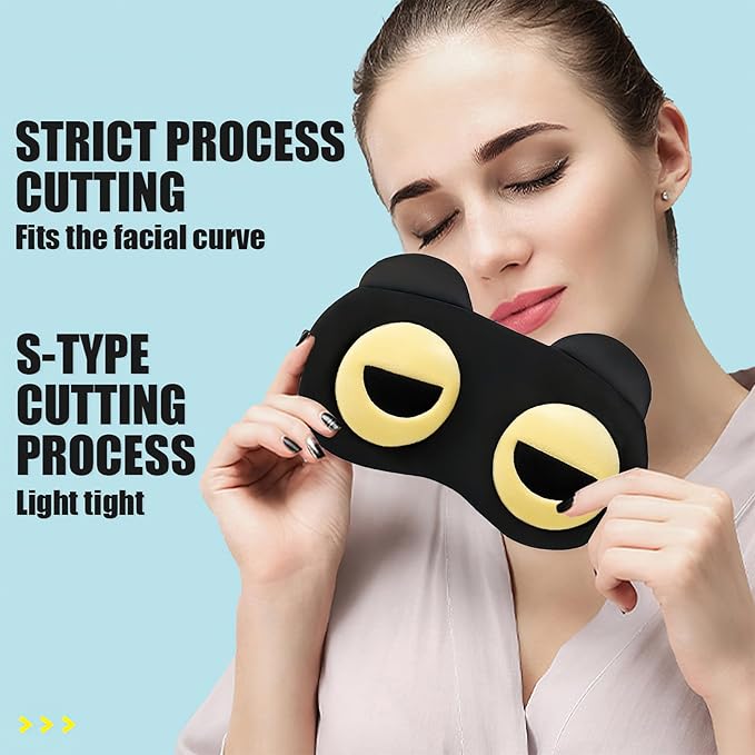 2PCS Cute Eye Mask for Sleeping - Soft Lightweight Eye Cover with Adjustable Strap, Funny Eyeshade Covers, Sleeping Mask for Blindfold Game
