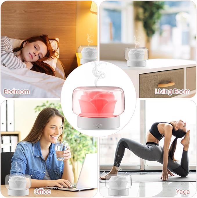 Essential Oil Diffuser Humidifier 2-in-1 Cool Mist Aromatherapy Diffuser with 7 Colors Night Lights Waterless Auto-Off Humidifier for Home Bedroom Office Yoga (White)