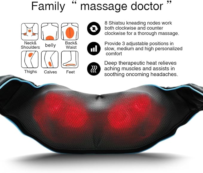 Mo Cuishle Fathers Day Dad Gifts, Shiatsu Back Shoulder and Neck Massager with Heat, Electric Deep Tissue 4D Kneading Massage, Best Gifts for Women Men Mom Wife Husband her him, Mothers Day, Christmas