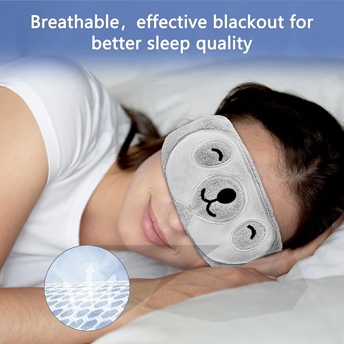 Cute Animal Sleeping Mask Sleep Mask, Funny Sloth Soft Plush Eye Mask with Adjustable Headband for Travel Nap Blindfold Eye Cover Eyeshade for Adult Kids Men Women - Sloth