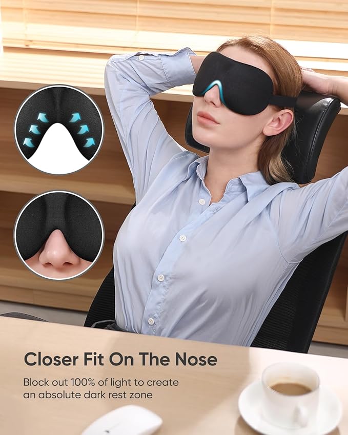 Sleep Mask for Side Sleeper 6 Pieces, 100% Blackout 3D Eye Mask for Sleeping, Night Blindfold for Men Women