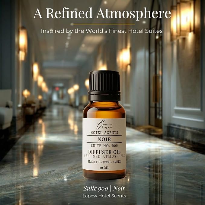 Lapew Hotel Scents Luxury Diffuser Oil | Noir Suite 900 | Inspired by Nobu Hotel | Hotel Fragrance Oil for Nebulizer & Waterless Diffuser | 10ml