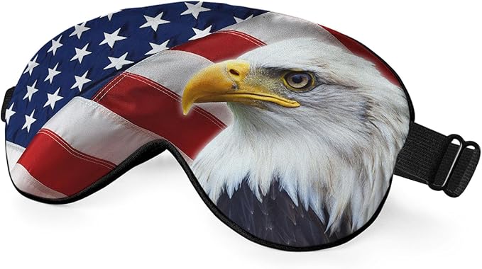 Bald Eagle Eye Mask Sleeping Mask American Flags Striped Stars Sleep Masks Silky Soft Eye Cover for Women Men Shading Blindfold for Air Travel Sleeping