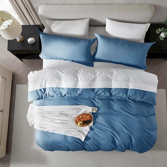 Nestl Twin Duvet Cover Set - Soft Double Brushed Blue Heaven Duvet Cover Twin/Twin XL, 2 Piece, with Zipper Closure, 1 Duvet Cover 68x90 inches and 1 Pillow Sham
