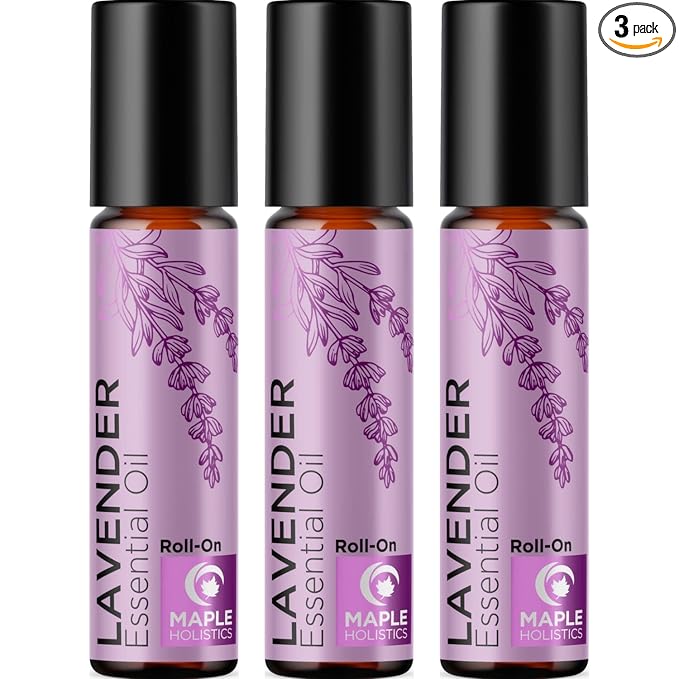 Lavender Essential Oil Roll On - Calming Aromatherapy Oil Roller for Sleep Headaches and Relaxation - Natural Pre-Diluted Sleep Oil for Nighttime Relaxation with Lavender Essential Oil for Skin 3-Pack