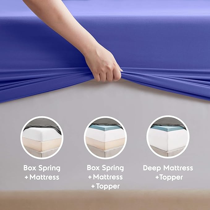 Nestl Extra Deep Queen Sheet Set - 6 Piece Breathable & Cooling Sheets - Hotel Luxury Bedding Set w/18-24 Inch Deep Pockets - Easy & Secure Fit - Super Soft, Wrinkle Free & Comfy - Royal Blue