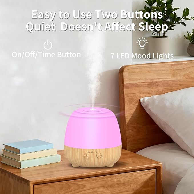 SPLITSKY Cordless Essential Oil Diffuser 150ML, Portable Rechargeable Aromatherapy Diffuser, Quiet Operation and Auto-Off, 7-Color LED Light, 3 Timer Settings, for Home, Bedroom, Travel