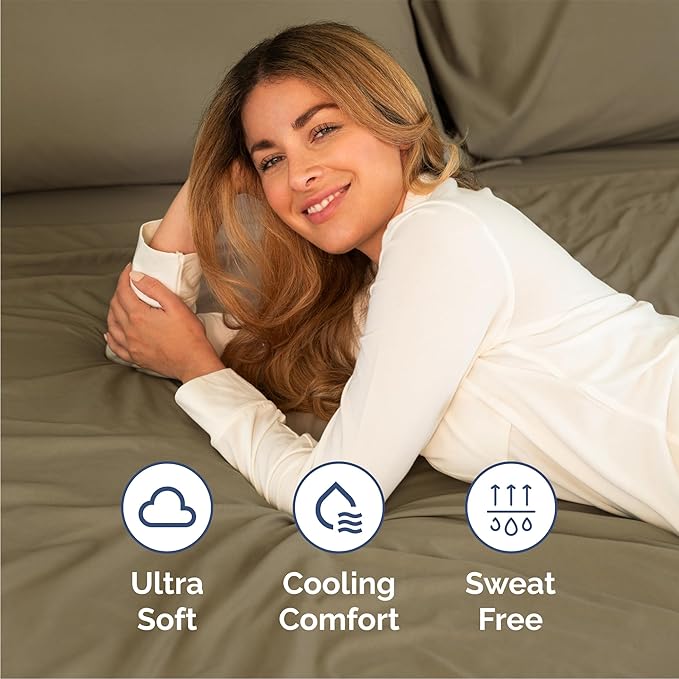 Queen 6 Piece Sheet Set - Comfy, Breathable & Cooling - Hotel Luxury Bedding for Women, Men, Kids, Teens and Children - 1 Flat & 1 Fitted Sheet & 4 Pillowcases w/ Deep Pockets - Wrinkle Free - Khaki