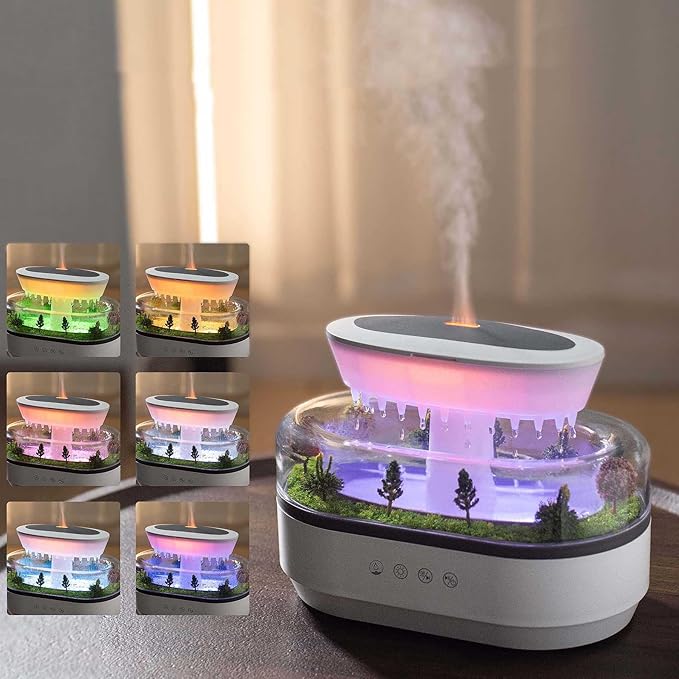 Raindrop 250ML Essential Oil Diffuser Aromatherapy Humidifier - Large Opening Tank, Natural White Noise, Colorful Lights, Fine Atomization, Quiet Operation for Bedroom/Living Room/Office
