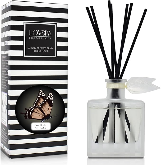 Reed Diffuser Set, Vanilla Antilles Scented Oil Diffuser with Sticks, Home Fragrance Accessories for Bathroom Shelf Decor, Aroma Diffusers for Home or Office Fall Decor, USA Made