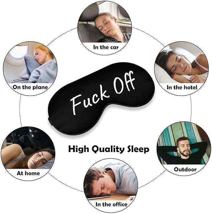 Fuck Off Sleep Mask Funny Sleeping Mask Elastic Blackout Sleeping Eye Mask for Full Night's Sleep Travel and Nap